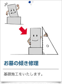 お墓の傾き修理：基礎施工をいたします。